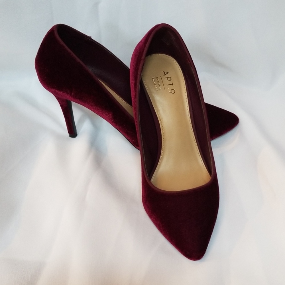 Apt.9 Ruby Red Velvet Heels